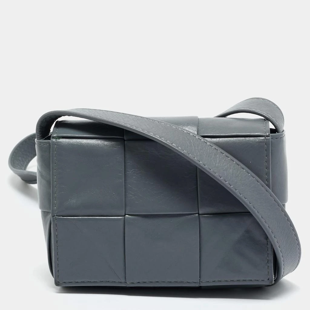 Bottega Veneta Bottega Veneta Grey Intrecciato Leather Mini Candy Cassette Crossbody Bag 1