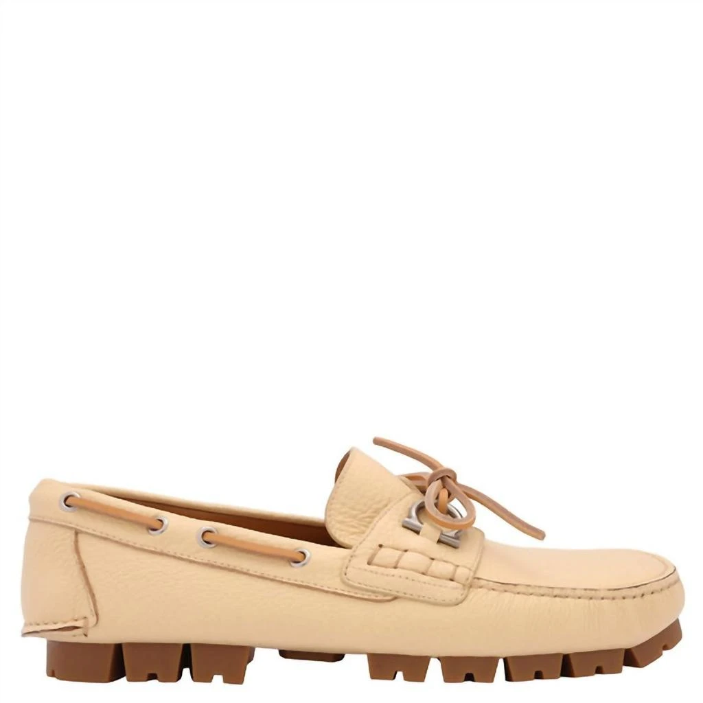 Salvatore Ferragamo Men
s Giosue Gancini Leather Sailor Moccasin In White 1