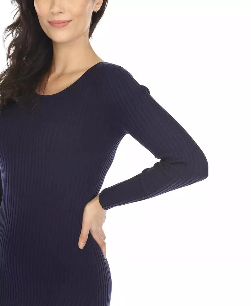 White Mark Women's Long Sleeve Rib Midi Sweater Dress 7