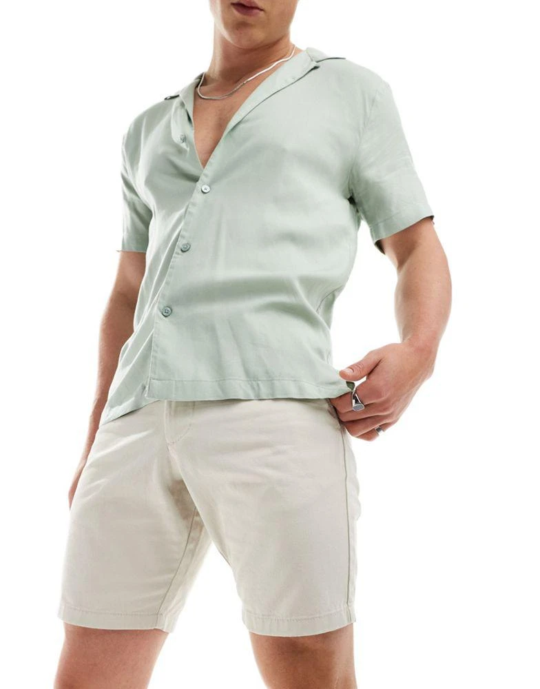 ASOS ASOS DESIGN 2 pack slim stretch chino shorts in khaki and stone save 2