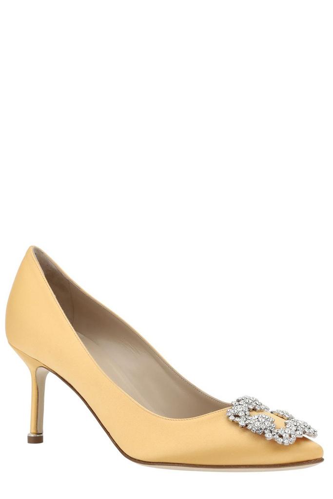 Manolo Blahnik Manolo Blahnik Hangisi Embellished Satin Pumps