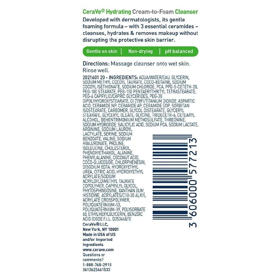CeraVe Hydrating Cream-to-Foam Face Cleanser 10