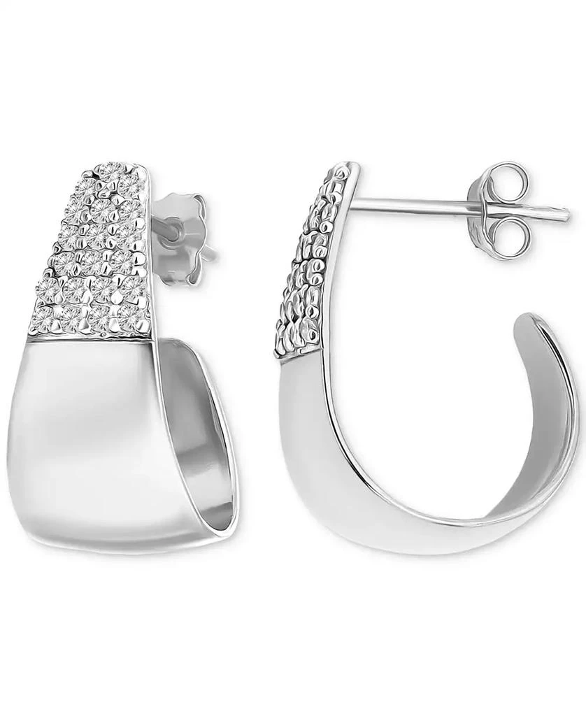 Giani Bernini Cubic Zirconia J-Shaped Hoop Earrings in Sterling Silver, Exclusively at Macy's 3