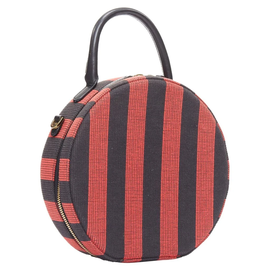 Mansur Gavriel Circle red striped fabric leather trim crossbody bag 1