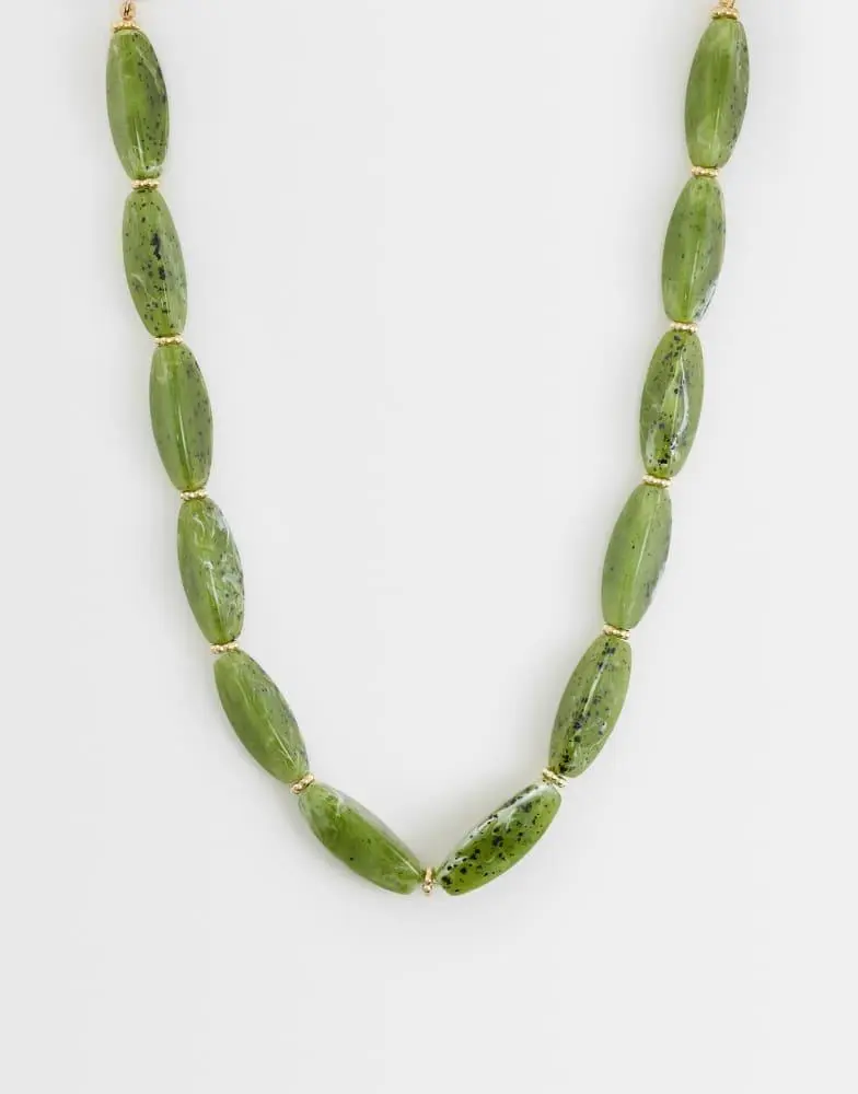 DesignB London DesignB Londonchunky beads necklace in dark green