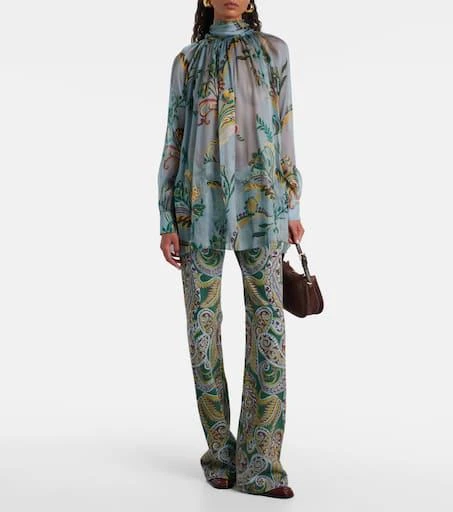 ETRO Printed ruched silk top 2