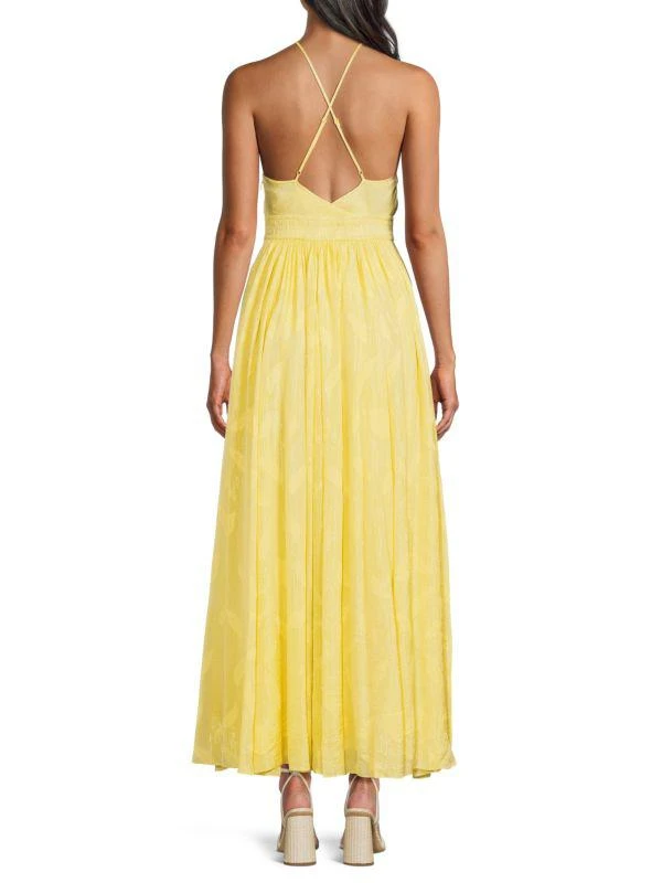 knee length dresses for ladies LONG YELLOW DRESS WITH CRISS-CROSS STRAPS main image 0