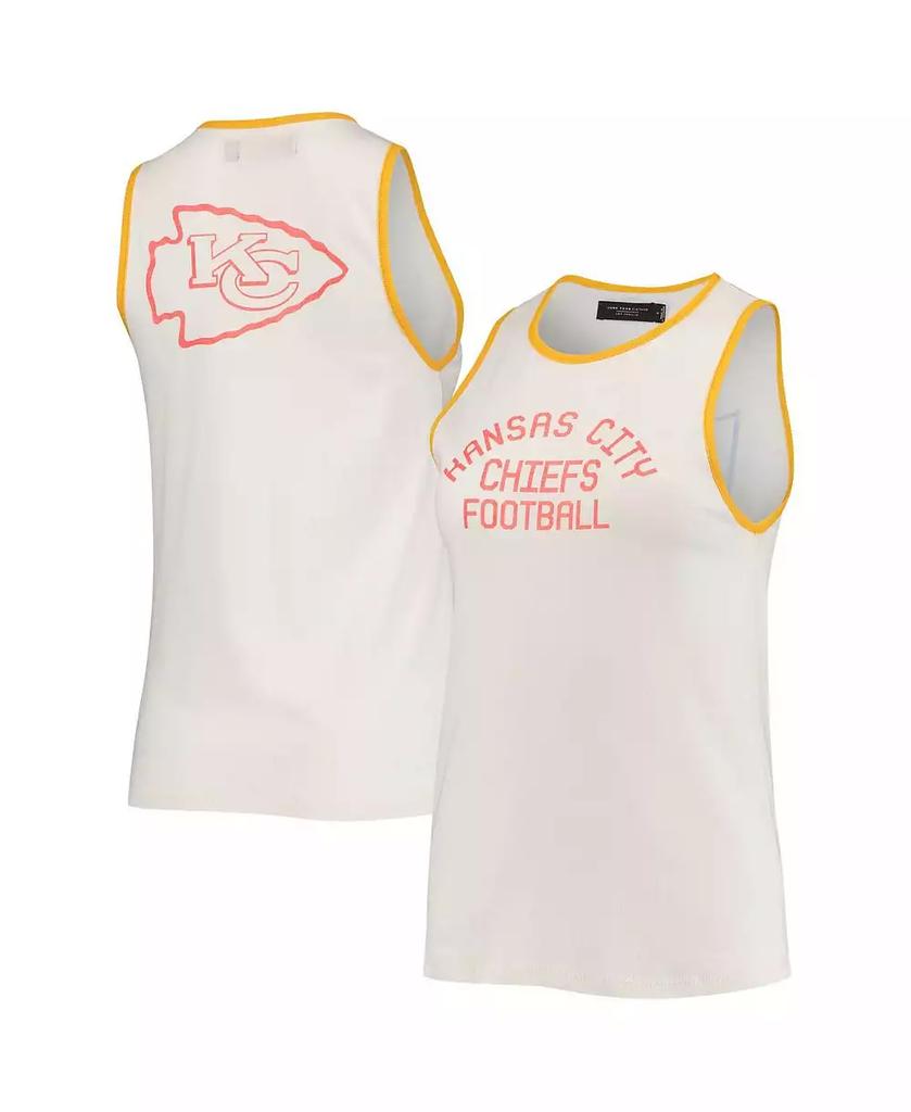 Junk Food Women's White and Gold Kansas City Chiefs Throwback Pop Binding Scoop Neck Tank Top