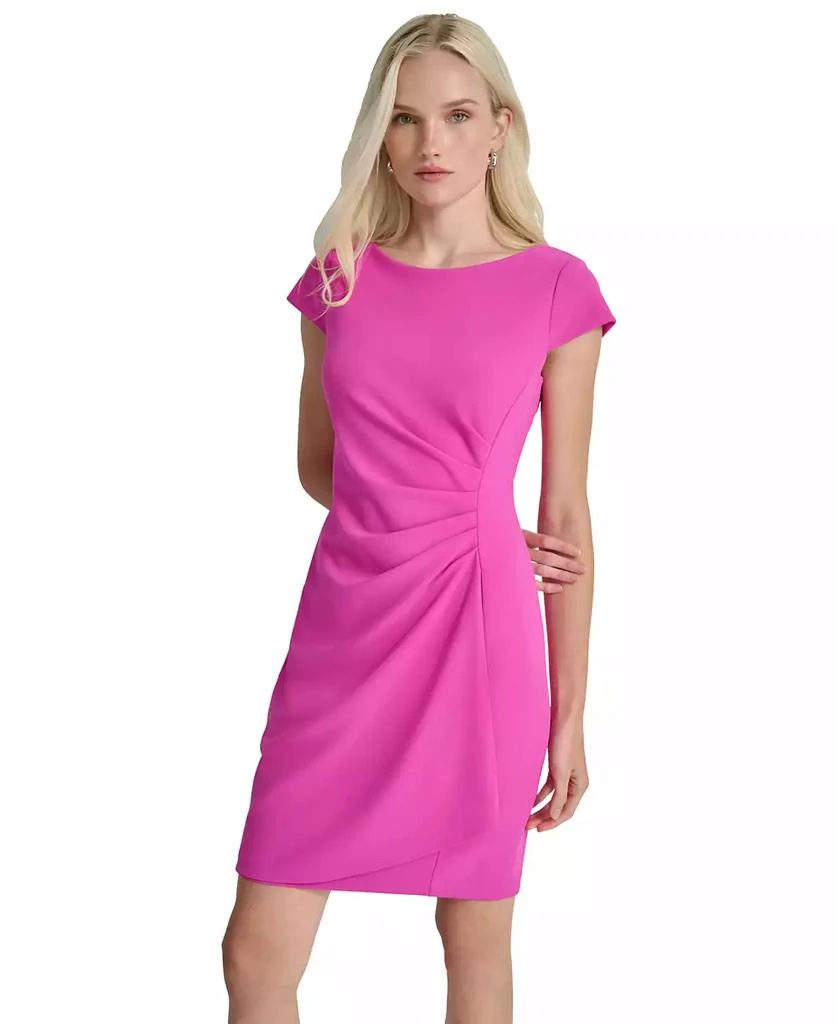 DKNY Women's Jewel-Neck Side-Pleat Scuba Sheath Knee-length Dress 3