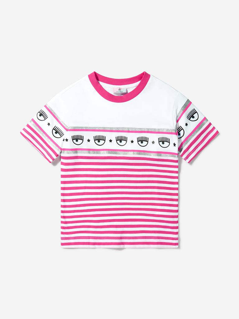 Chiara Ferragni Chiara Ferragni Girls Cotton Jersey Striped Logo T-Shirt