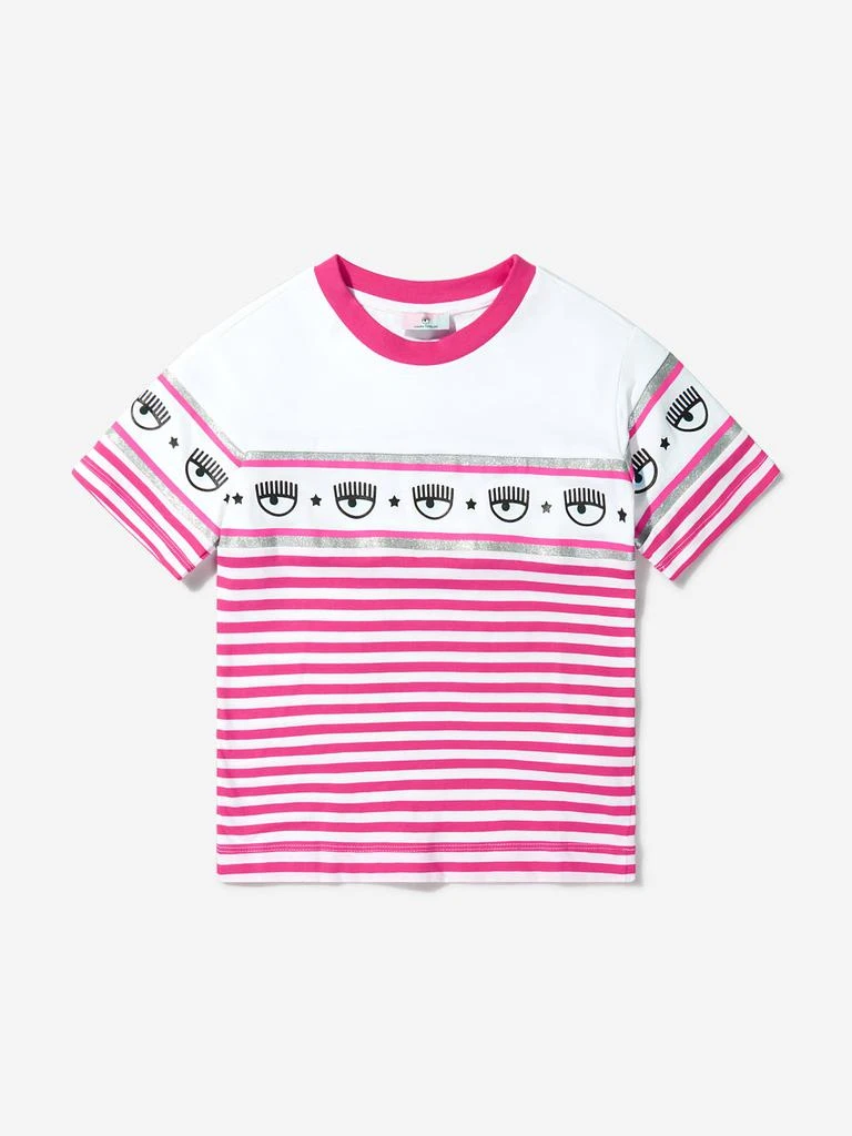 Chiara Ferragni Chiara Ferragni Girls Cotton Jersey Striped Logo T-Shirt 1