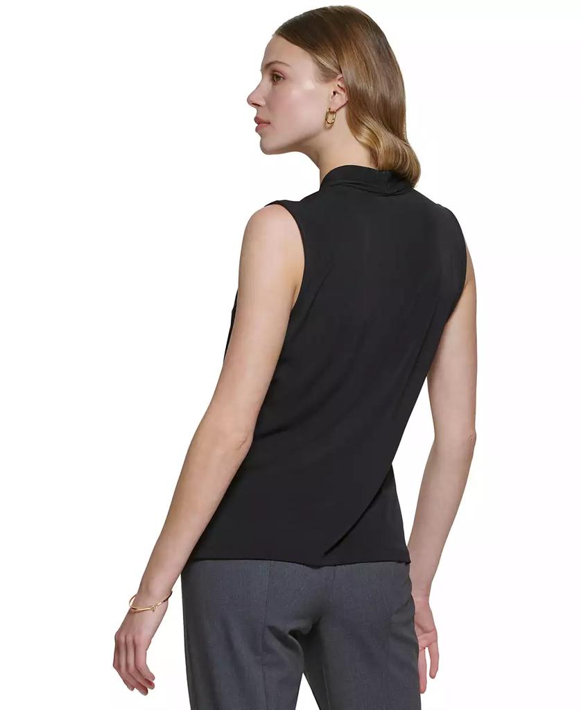 売れ筋商品|||カルバンクライン カットソー トップス レディース Women's Sleeveless Collared V-Neck Top Light Sky Calvin Klein Gathered V-Neck Sleeveless Top - Shirts