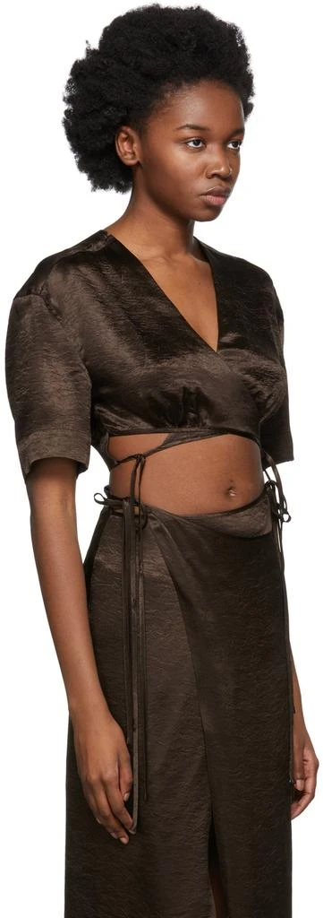 Yuzefi Brown Wrap Top T-Shirt 2