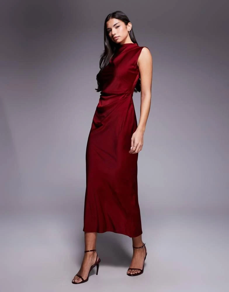 strapless open back dress Pink One Shoulder Drape Sleeve Maxi Dress main image 0