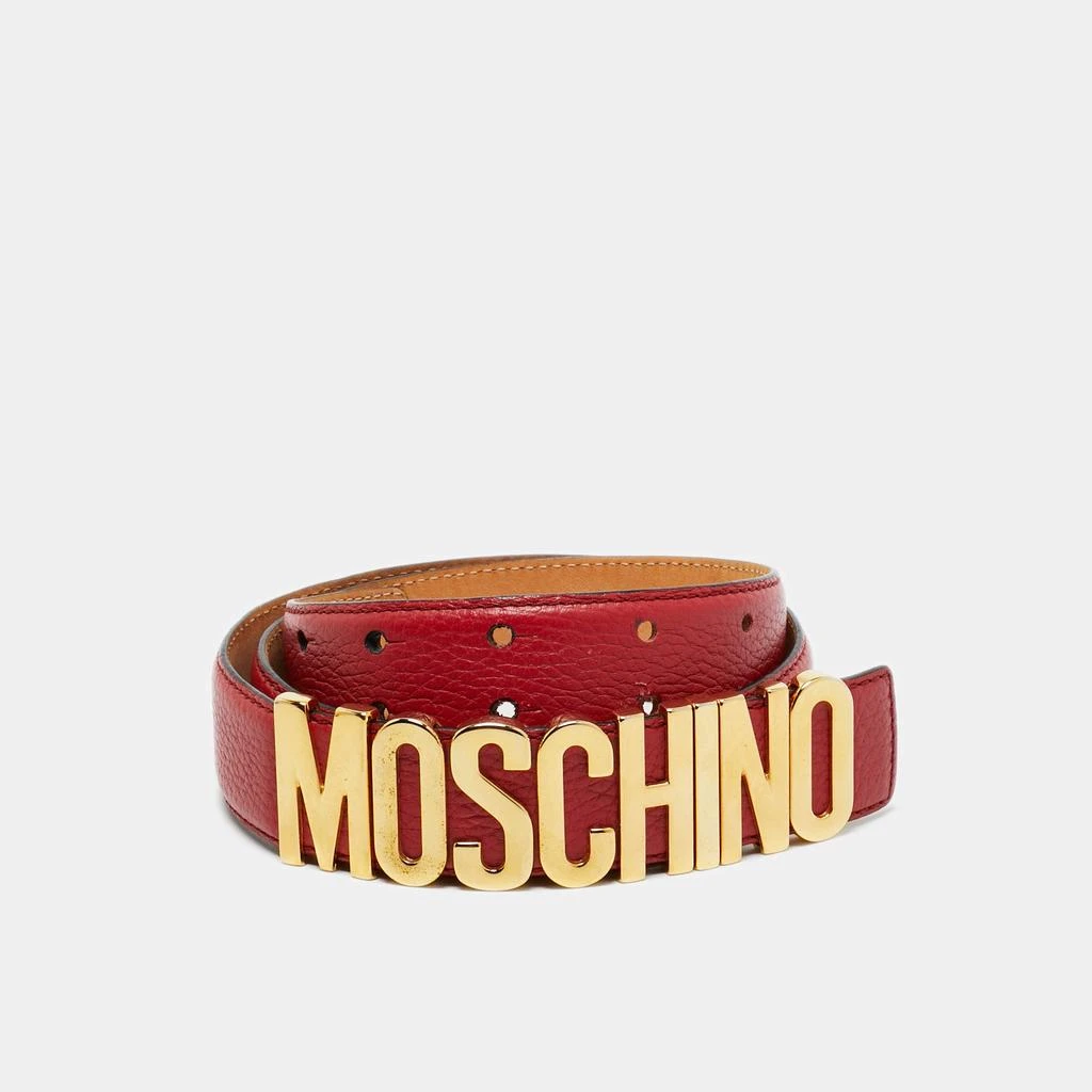 Moschino Moschino Red Leather Classic Logo Waist Belt 1