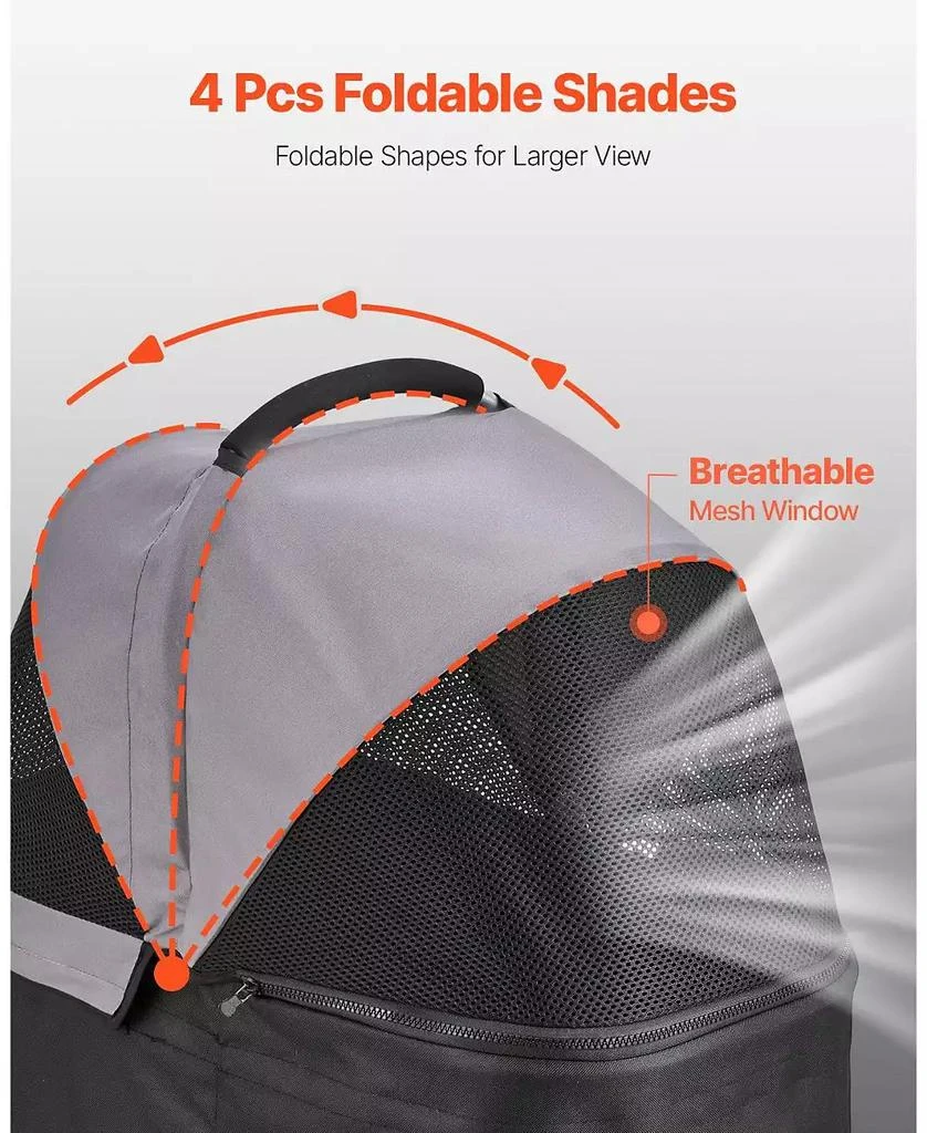 SUGIFT Pet Stroller 35 LB Foldable Dog Stroller 4-Wheel with Detachable Carrier 6