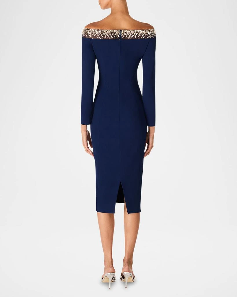 Jenny Packham Calypso Embellished Off-The-Shoulder Crepe Midi Dress 3