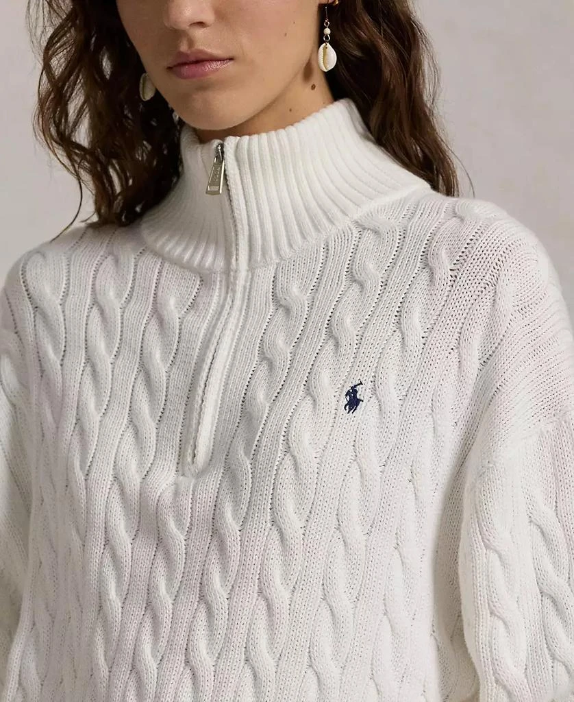 Ralph Lauren Women's Cable-Knit Cotton Quarter-Zip Sweater 3