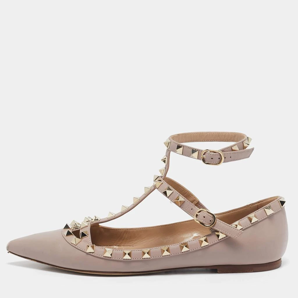 Valentino Valentino Beige Leather Rockstud Cage Ballet Flats Size 38 1