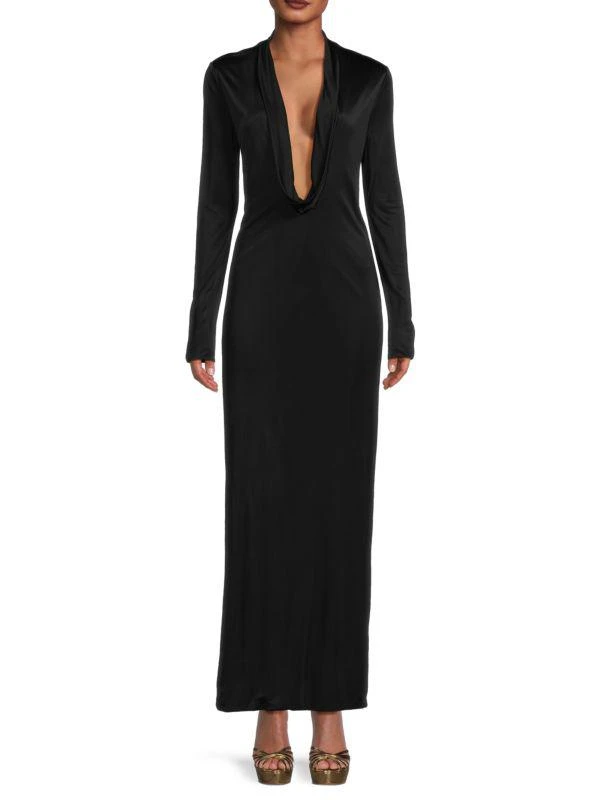 Versace Plunging Neckline Maxi Dress 1