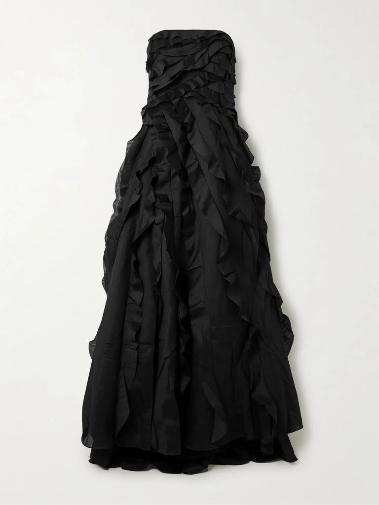 Aje Allairie Strapless Ruffled Shirred Faille Gown