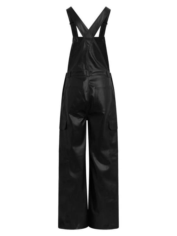 Hudson Utility Wide Leg Faux Leather Overalls 5