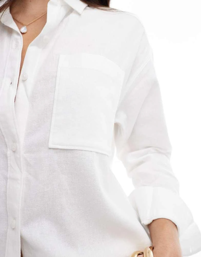 HOLLISTER Hollister oversized linen shirt in white 3