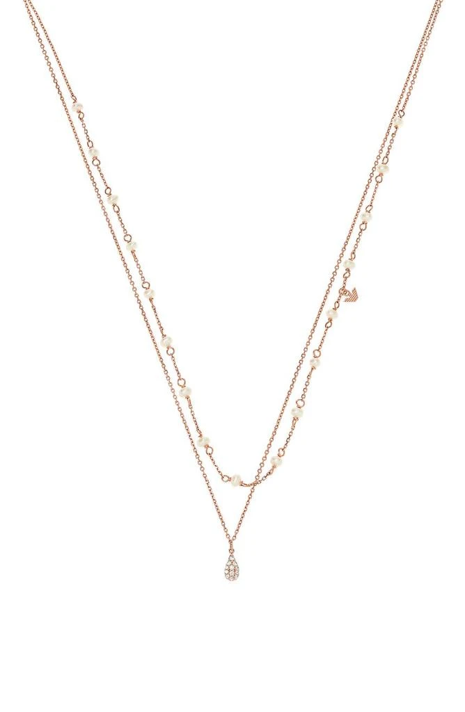 Emporio Armani Cultured Pearl & CZ Layered Chain Necklace 1
