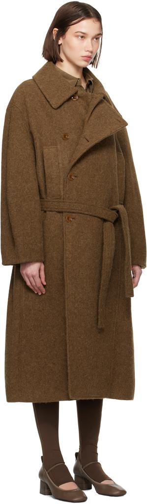 Lemaire Brown Asymmetrical Bathrobe Coat - BeyondStyle