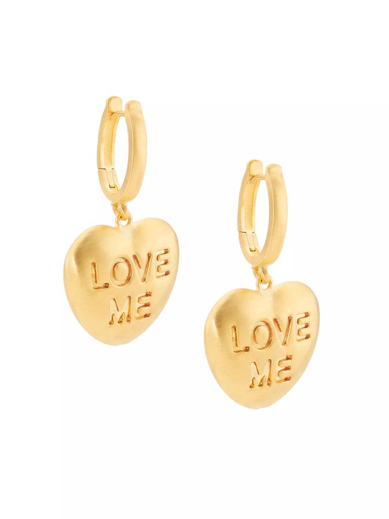 Lauren Rubinski 14K Yellow Gold "Love Me" Heart Drop Earrings