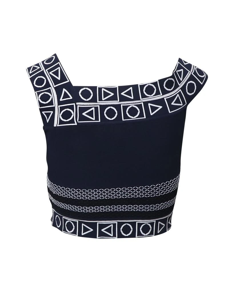 PETER PILOTTO Geometric Print Sleeveless Cropped Top in Navy Blue Viscose 3