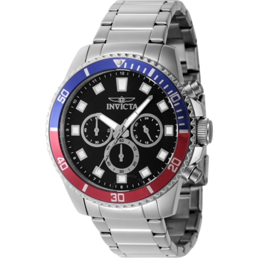 Invicta Pro Diver Chronograph GMT Quartz Black Dial Pepsi Bezel Men's Watch 46053 1