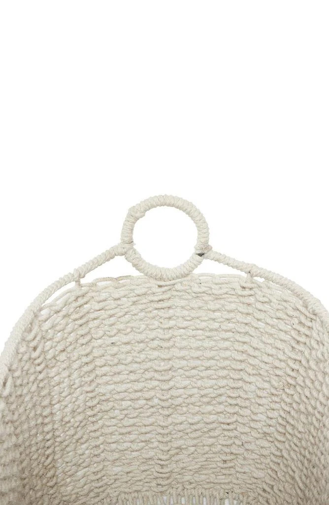 GINGER BIRCH STUDIO White Cotton Bohemian Storage Basket with Handles 3
