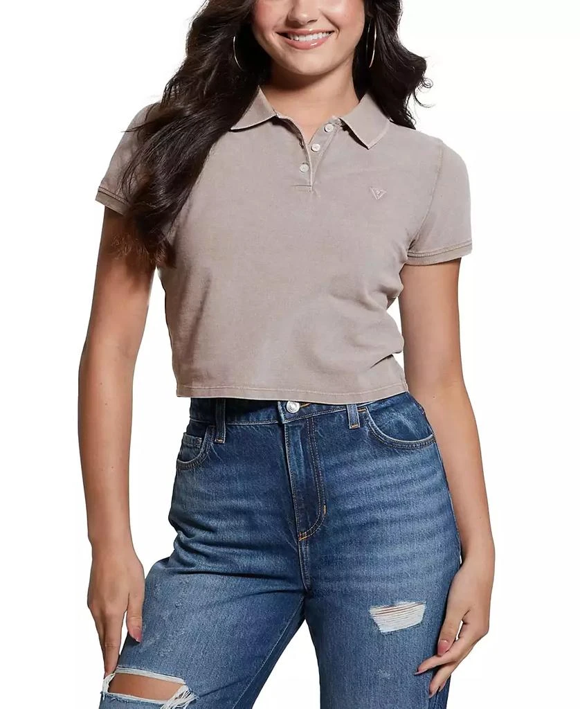 GUESS Women's Cora Cropped Piqué Polo 1