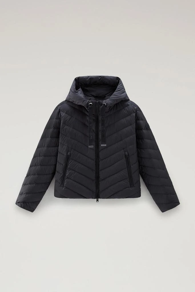 Woolrich Microfibre Jacket with Chevron Quilting and Hood - Women - Black 1