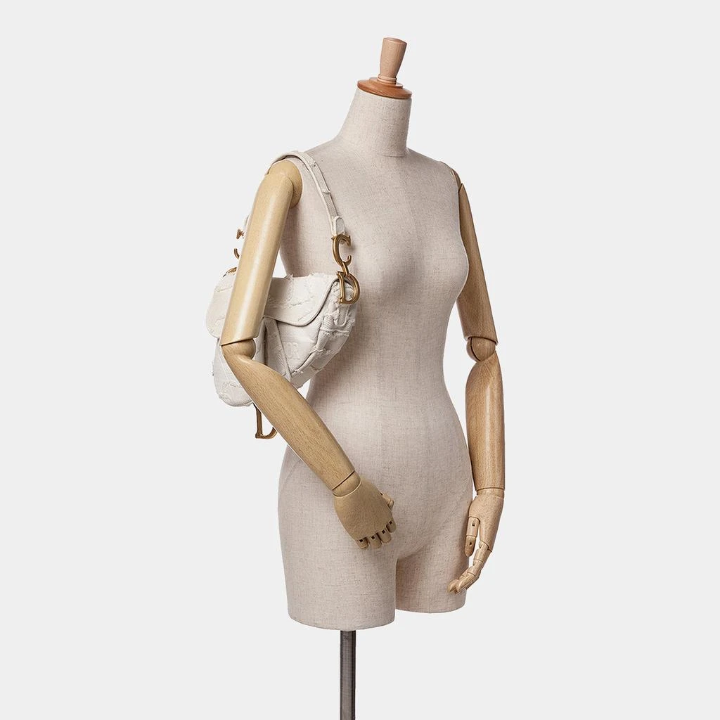 Dior Dior White Embroidered Canvas Camouflage Saddle Bag 2