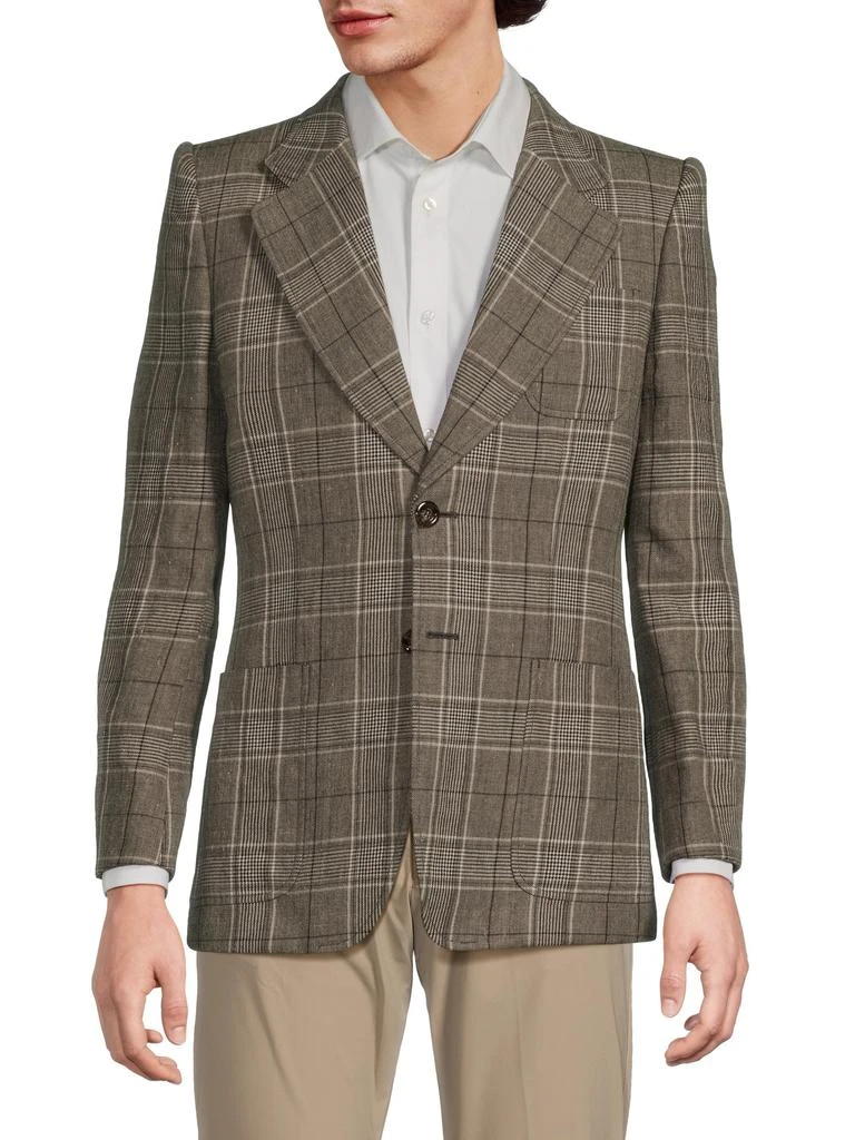 Gucci Plaid Wool-Linen Blazer