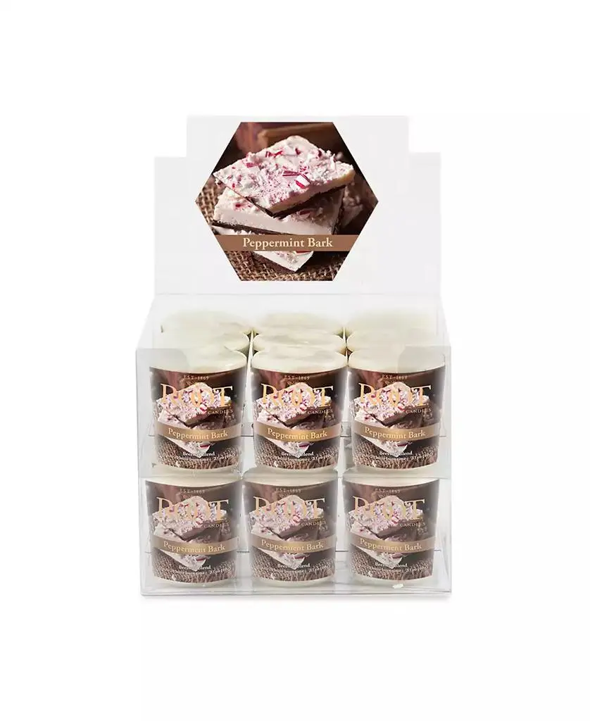 ROOT CANDLES Votive Peppermint Bark 20 Hour Candles Set, 18 Piece