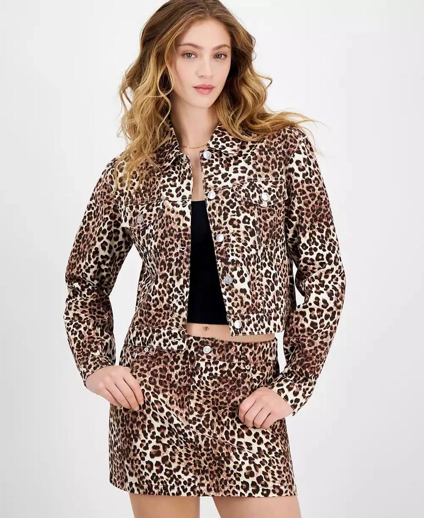 Ultra Flirt Juniors' Cotton Leopard-Print Twill Jacket 1