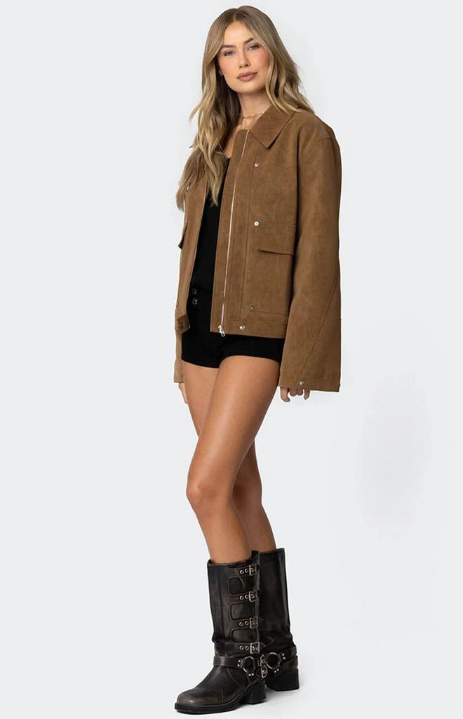 Edikted Annabelle Oversized Faux Suede Jacket 4