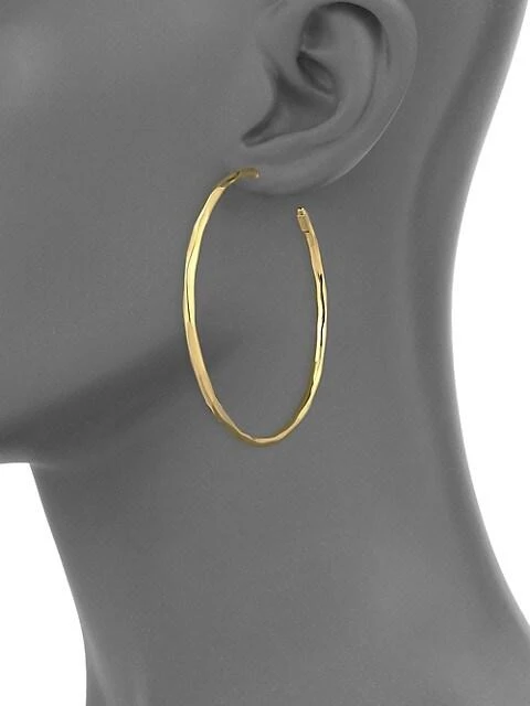 Ippolita Classico Medium 18K Yellow Gold Faceted Hoop Earrings 2