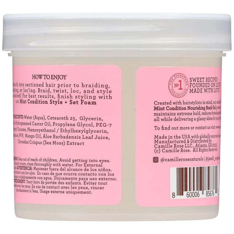 Camille Rose Naturals Mint Condition Nourishing Braiding Gel, Sea Moss 
Aloe Vera 5