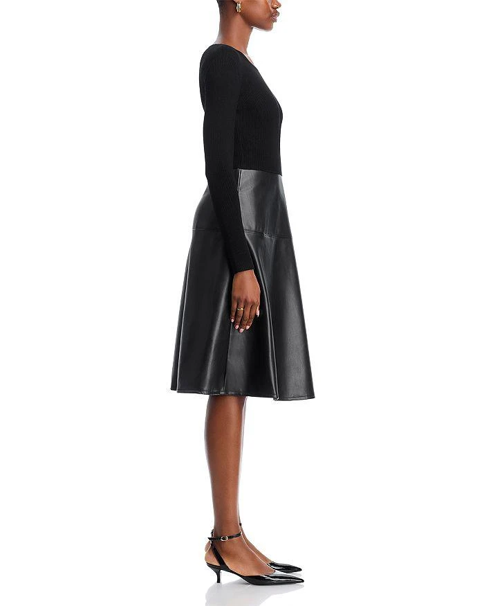 T Tahari Mixed Media Long Sleeve Midi Dress 6