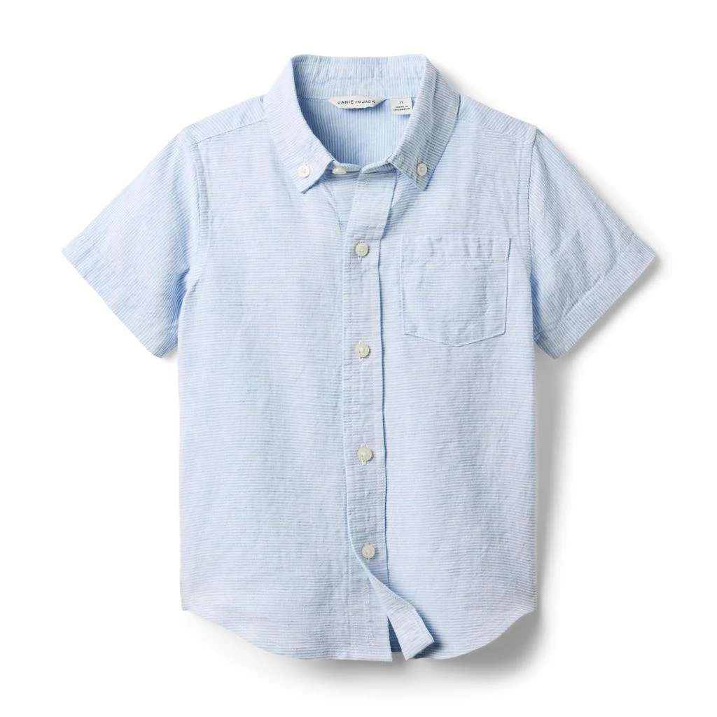 Janie and Jack Boys Linen Stripe Top (Toddler/Little Kid/Big Kid) 1