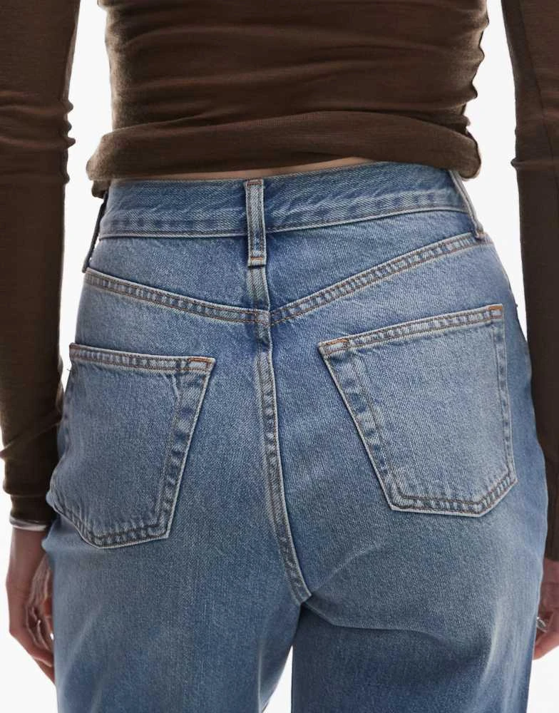 Topshop Topshop Tall Kort high rise straight jean in mid blue 4