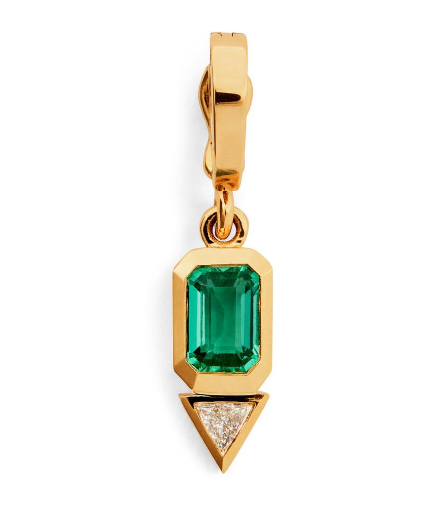 Azlee Yellow Gold, Diamond and Emerald Charm