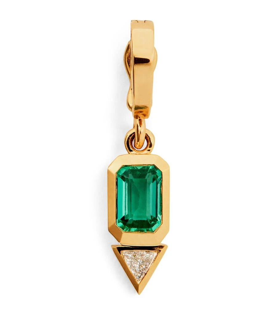 Azlee Yellow Gold, Diamond and Emerald Charm 1