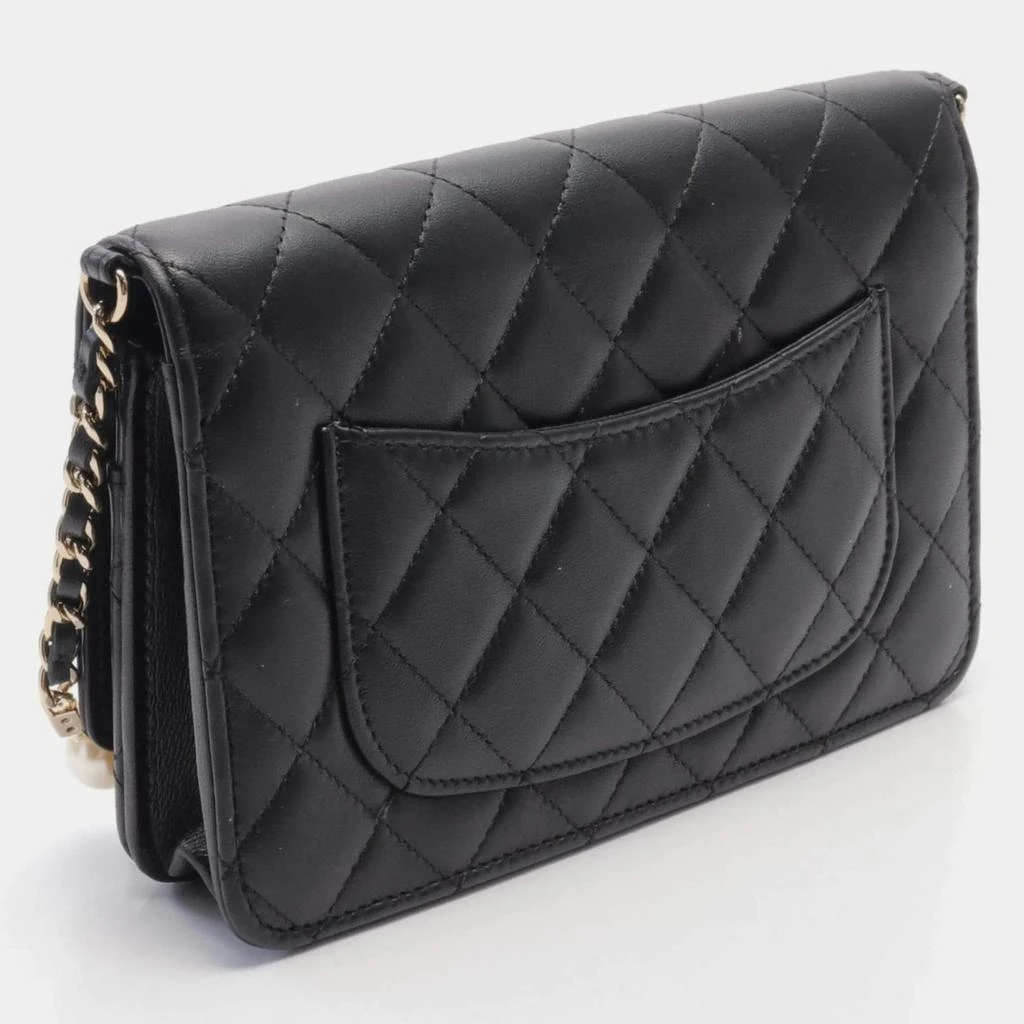 Chanel Chanel Black Lambskin Leather Pearl Wallet on Chain 2