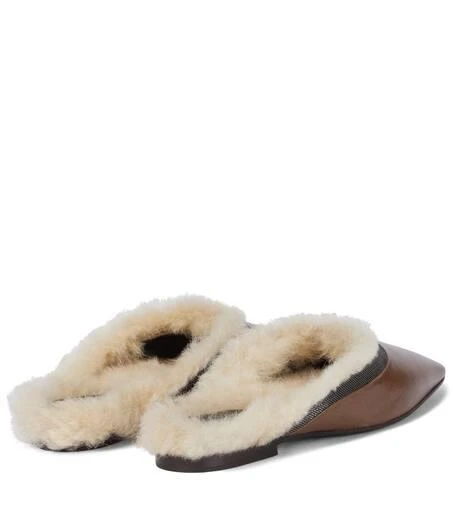 Brunello Cucinelli Leather and shearling slippers 3