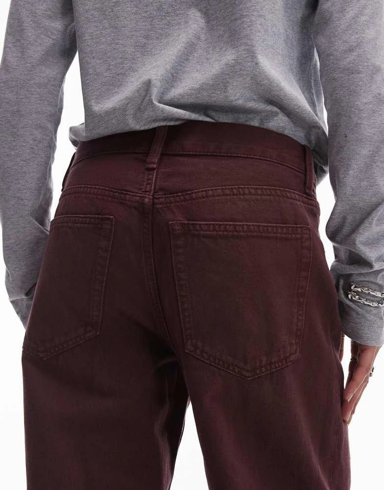 ARKET ARKET Cloud low rise baggy wide leg jeans in washed burgundy 4